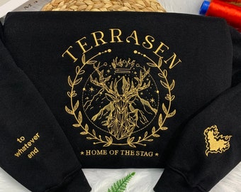 Terrasen Sweatshirt Embroidery, Fireheart Embroidery, To Whatever End Embroidery, Throne of Glass Sweatshirt, gift for mother