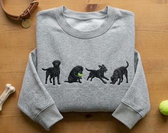 Custom Labrador Retriever Embroidered Sweatshirt, Personalized Dog Owner Shirt, Black Lab Mama Crewneck, Dog Lover Gift for Dad