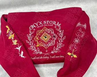 Onyx Storm Embroidered Sweatshirt, Fourth Wing Fantasy Book Shirt