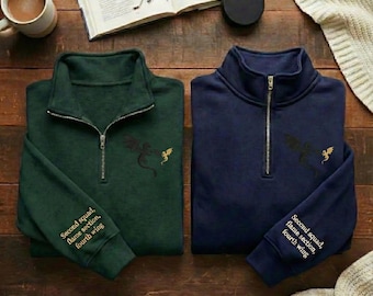 Fourth Wing Embroidered Quarter Zip, Basgiath War College Dragon Rider Apparel