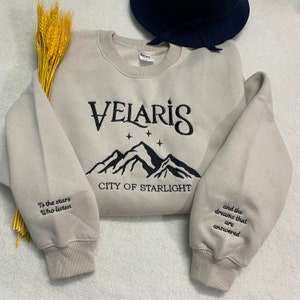 Velaris City Of Starlight Embroidered Shirt, Velaris embroidered sweatshirt, The Night Court Shirt, SJM sweater, City of Starlight, ACOTA