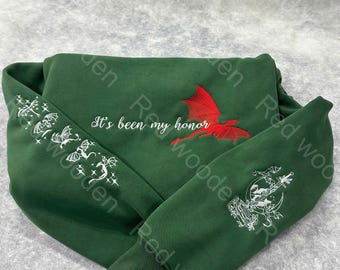 Fourth Wing Embroider Sweatshirt, It's been my honor , Xaden Riorson,Dragon Rider,Violet Sorrengail,Riders Quadrant,Fantasy Reader