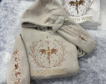 Gesticktes Drachen-Sweatshirt, Vierter Flügel Xaden Riorson, Fantasy Bücherwurm Geschenk
