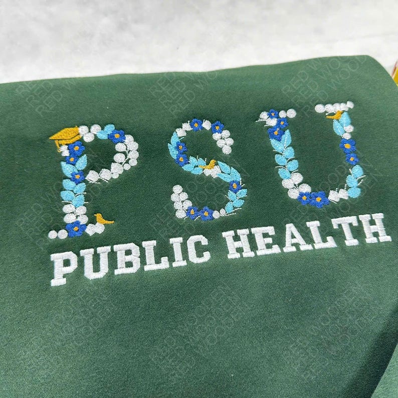 Psu Design Lettering Custom Embroidered Floral Letter Sweatshirt, Custom Text With Flowers ...