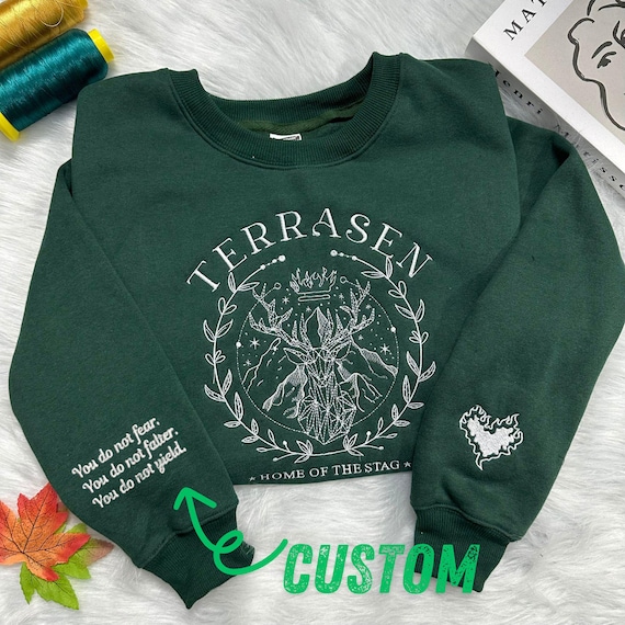 Terrasen Sweatshirt Embroidery, Fireheart Embroidery, To Whatever End Embroidery, Throne of Glass Sweatshirt, gift for mother