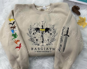 Fourth Wing Embroider Sweatshirt, Custom Basgiath War College, Xaden Riorson,Dragon Rider,Violet Sorrengail,Riders Quadrant,Fantasy Reader