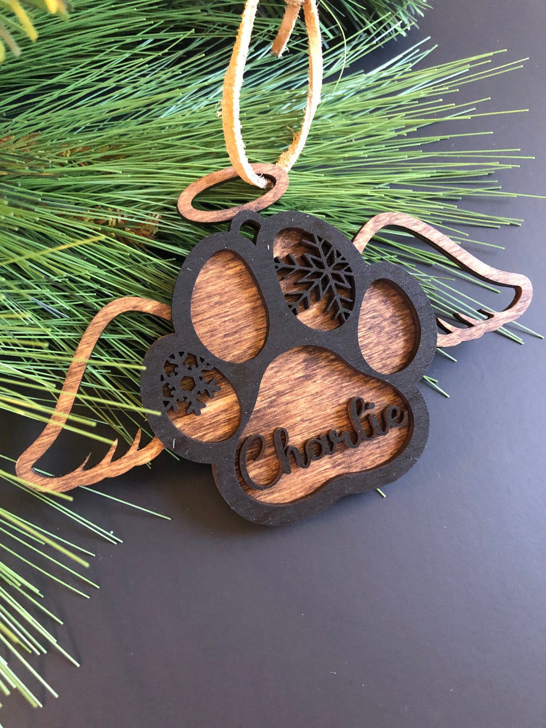 Personalized Pet Memorial Ornament: Engraved Paw Print With Angel Wings ...