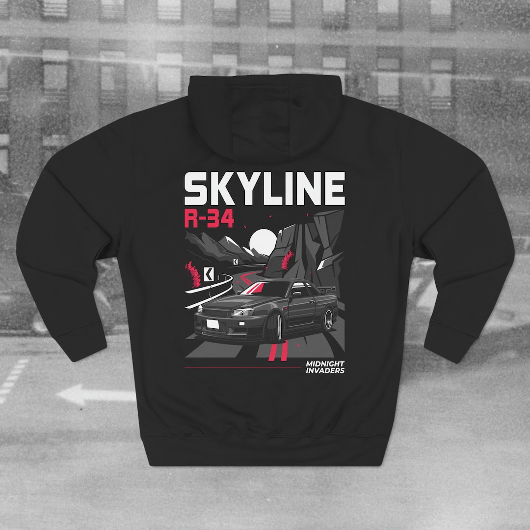 JDM Nissan Skyline R34 Hoodie, Car Enthusiast Gift, Drift Apparel, GTR