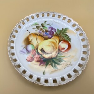 Vintage Ucagco Japan Porcelain Plate: Hand-Painted Fruit Decor