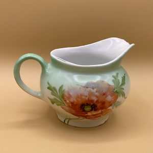 Vintage Zeh Scherzer Bavaria Porcelain Creamer: Hand-Painted Poppies