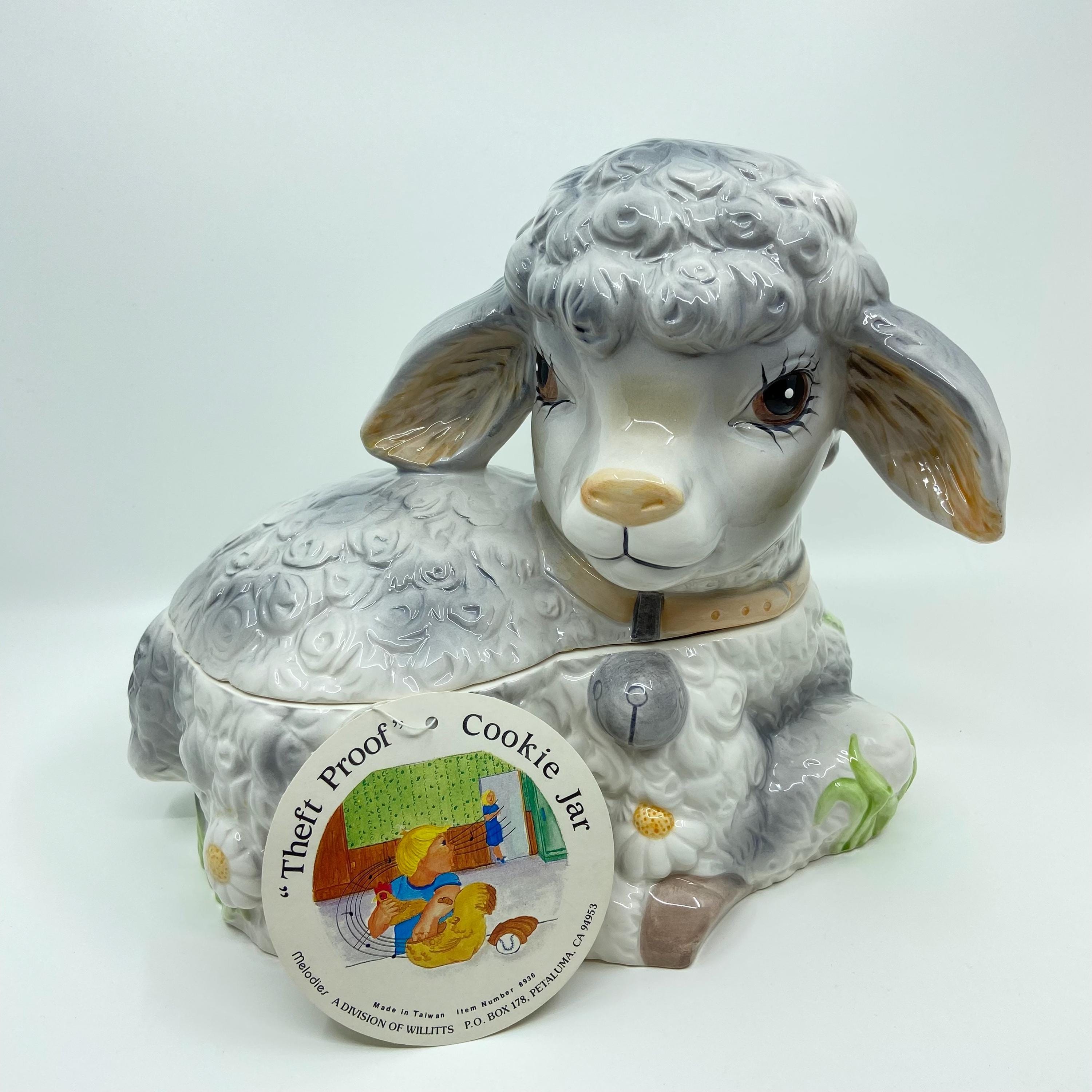 Vintage Willitts Designs Lamb Cookie Jar Music Box Plays Mary Had