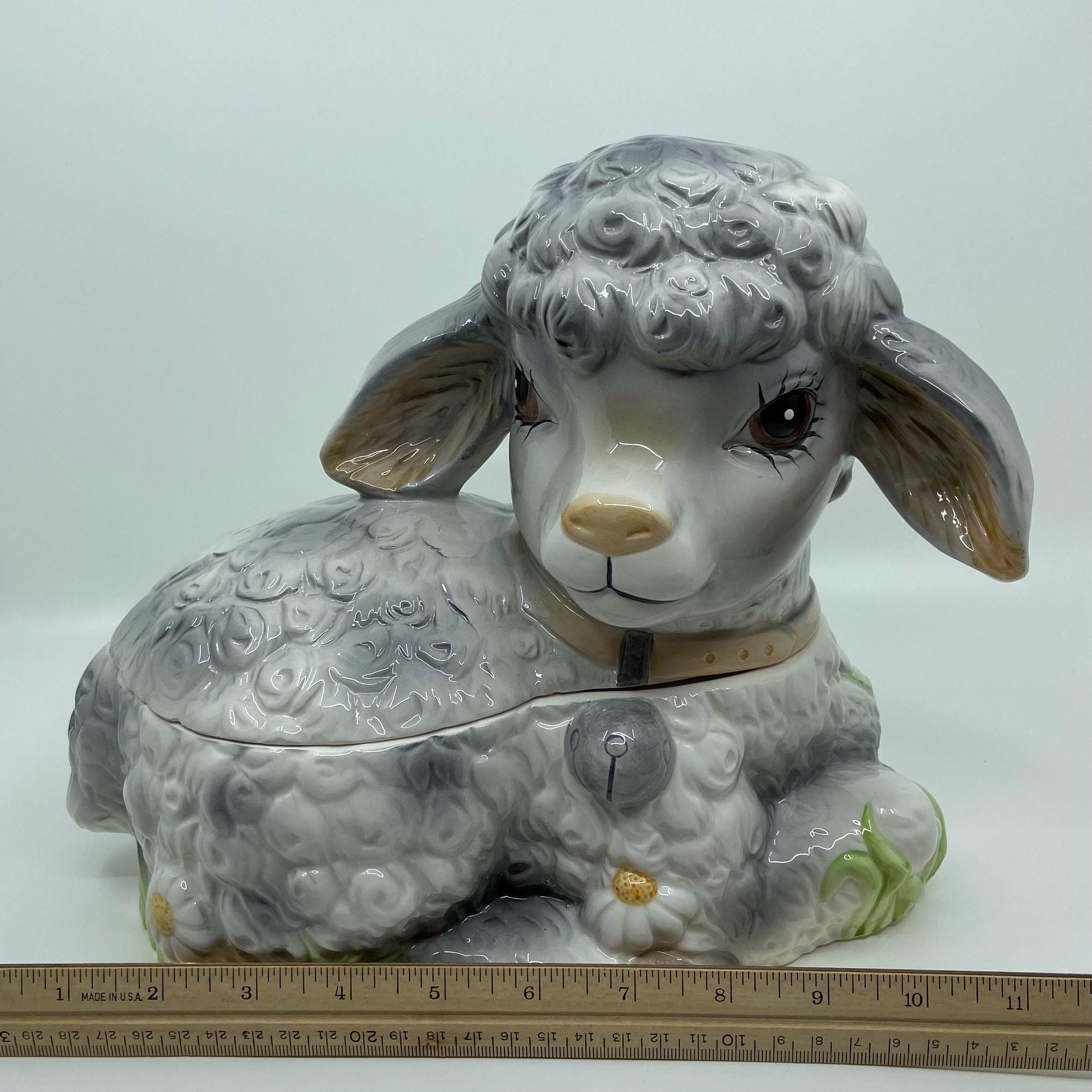 Vintage Willitts Designs Lamb Cookie Jar Music Box Plays Mary Had