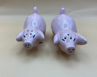 Vintage Pink Pig Ceramic Salt and Pepper Shakers