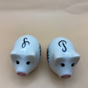 Vintage pig salt and pepper shakers porcelain, floral design
