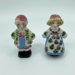 Beautifully Handpainted Boy and Girl Salt and Pepper Shakers