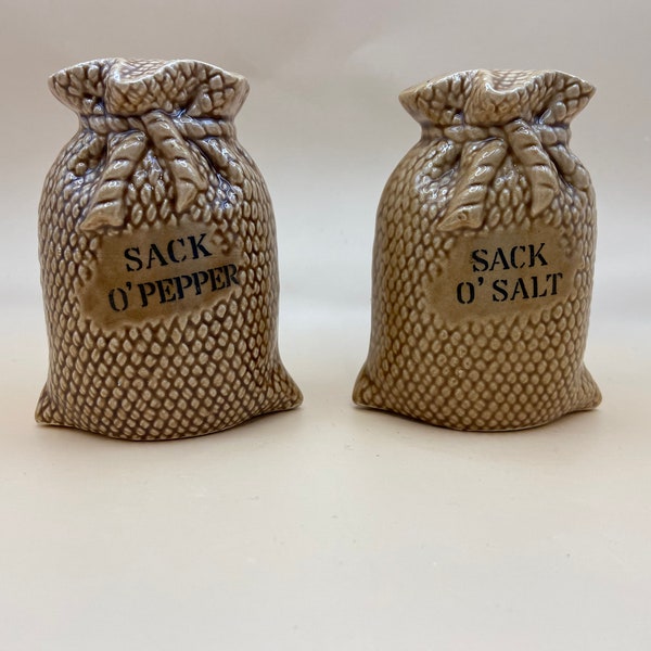 Lefton Burlap Ceramic Sack O' Salt/Sack O' Pepper Salt & Pepper Shakers