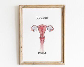Uterus artwork, Anatomy Wall Art, Female Reproductive System, Medical student,  Obgyn, Gynecologist Gift, Clinic Decor, Menstrual cycle