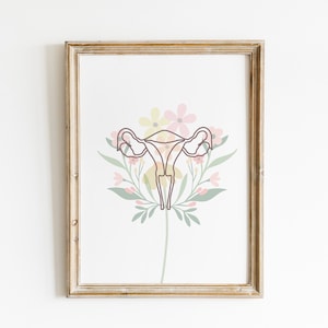 Baarmoeder anatomie afdrukken | Voortplantingsorgaankunstwerk | Vrouwelijke anatomie kunst| minimalistisch afdrukbaar | gynaecoloog verloskundige verloskundige