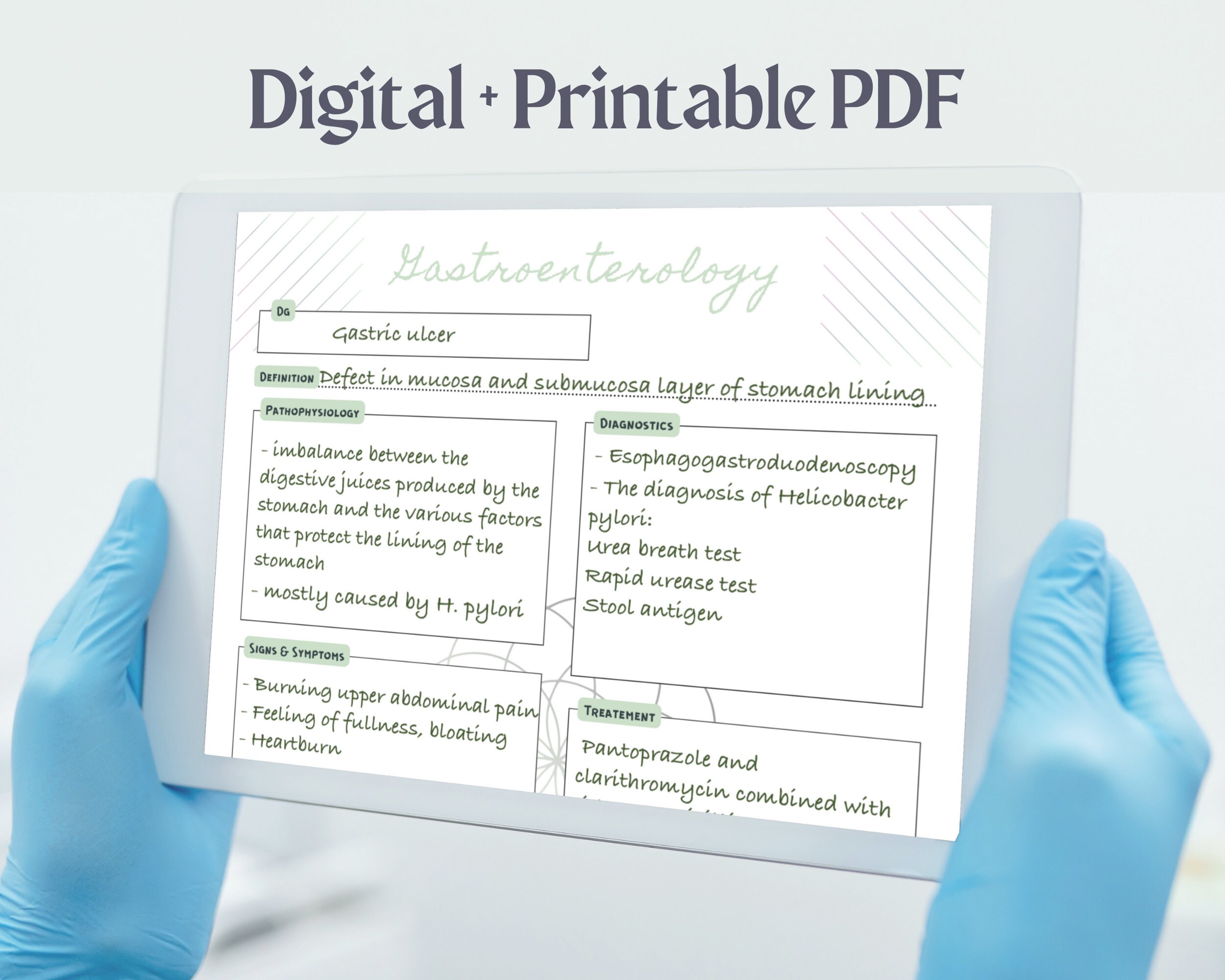 Medicine Study Notes Template: Minimalist Disease Case Study (digital ...