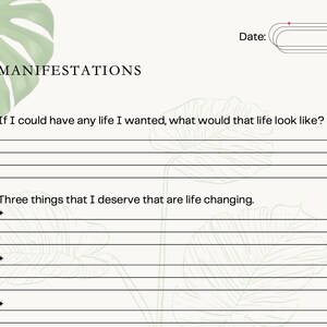 Manifestation Journal Page - Daily Journaling