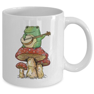 Cottagecore mug, cottage core decor, cottagecore mushroom, frog mug, cute frog mug, fairy core gifts