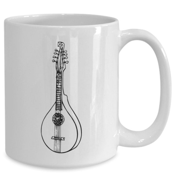 Mandolin mug, mandolin gifts, musician's mug, mandolin player mug