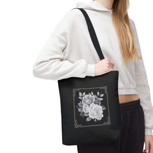 Elegante Rosenblumen-Einkaufstasche, stilvolle Einkaufstasche, Geschenk für sie, den täglichen Gebrauch, umweltfreundlich, Blumenmuster, perfekt für jeden Anlass