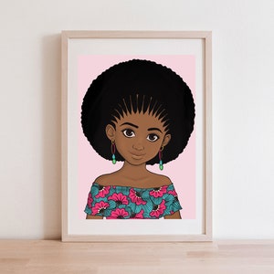 Little African girl poster for children&#39;s room