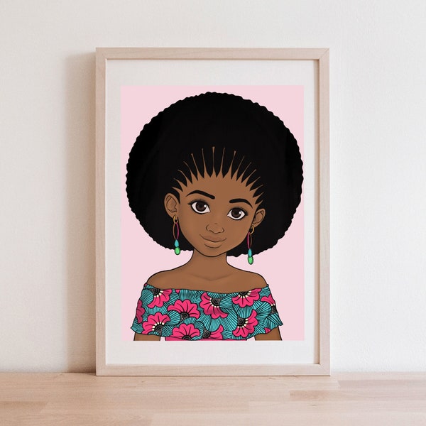 Poster petite fille africaine pour chambre enfant