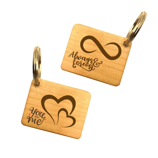 Rienco Keychain Pendant Wood Engraving Hearts Infinite