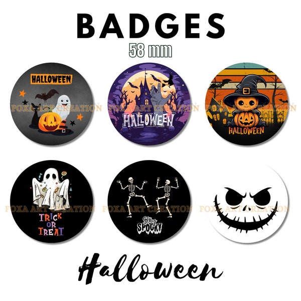 Badges ronds Halloween, 58mm, épingle, porte-clé décapsuleur, insigne broche en métal, bouton, pins, magnet