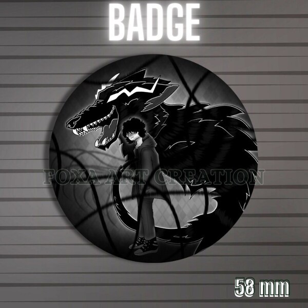 Badge rond épingle loup féroce noir et blanc, porte-clé décapsuleur, 58mm, insigne broche en métal, bouton, pins, magnet