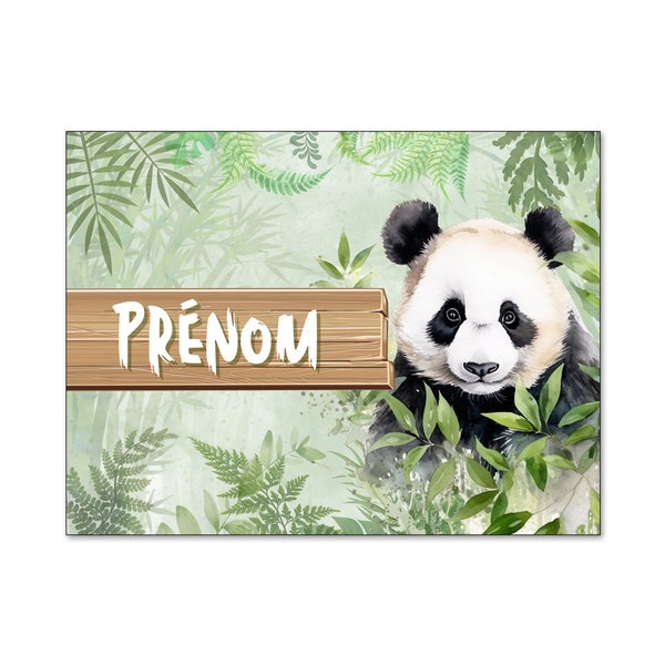 Plaque de Chambre Décorative Panda, personnalisée avec un prénom, modèle 2