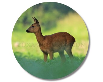 Badge pin Chevreuil 3, Photographie Animalière, épingle, 58mm, porte-clé décapsuleur, insigne broche en métal, bouton, rond, magnet