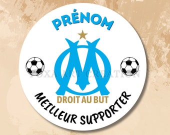 Badge, Magnet Olympique Marseille OM prénom, 58mm, épingle, porte-clé décapsuleur, insigne broche en métal, bouton, pins