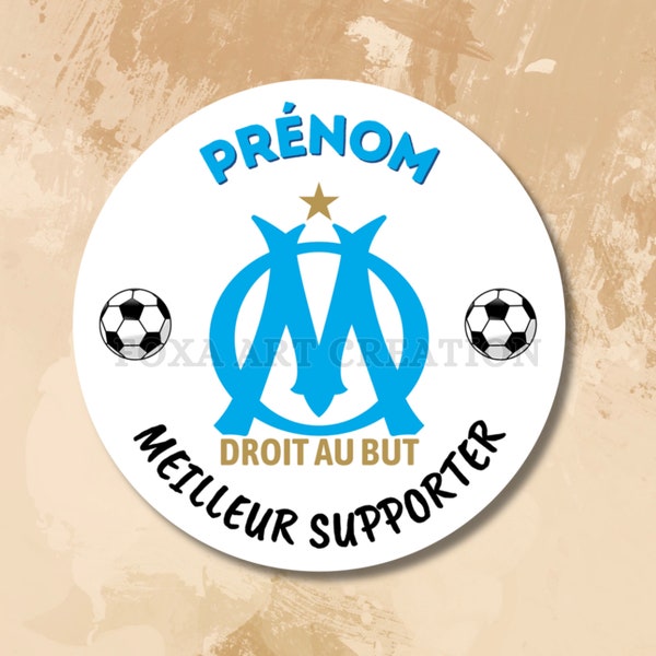 Badge, Magnet Olympique Marseille OM prénom, 58mm, épingle, porte-clé décapsuleur, insigne broche en métal, bouton, pins
