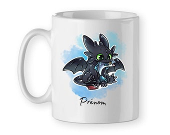 Mug Tasse céramique Petit Dragon Furie Nocturne, personnalisé prénom, cadeau objet personnalisable