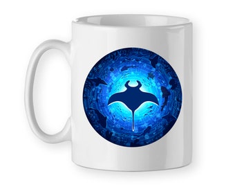 Mug Tasse céramique Raie Manta, Animaux Marins, Océan, Abysses, idée cadeau