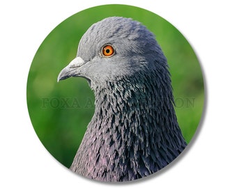 Badge pin Pigeon Portrait, épingle, 58mm, porte-clé décapsuleur, insigne broche en métal, bouton, rond, magnet