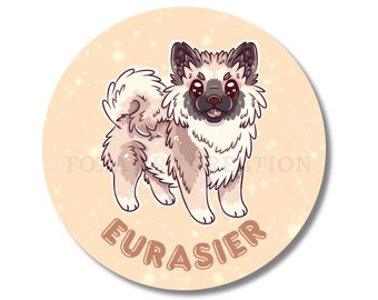 Badge pins chien eurasier, épingle, 58mm, porte-clé décapsuleur, insigne broche en métal, bouton, rond, magnet