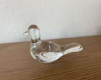 Figurina di colomba in cristallo Baccarat firmata: fermacarte in vetro francese