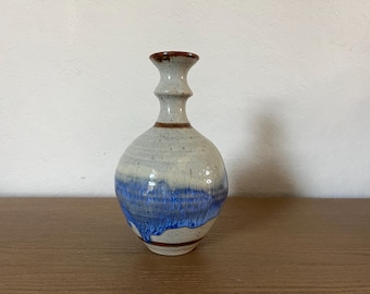 Vintage Ceramic Vase Blue Speckled Bud Vase Grey Glazed Studio Pottery Signed Ceramic Vase MCM flower vase vintage pottery - Walt Glass 1988