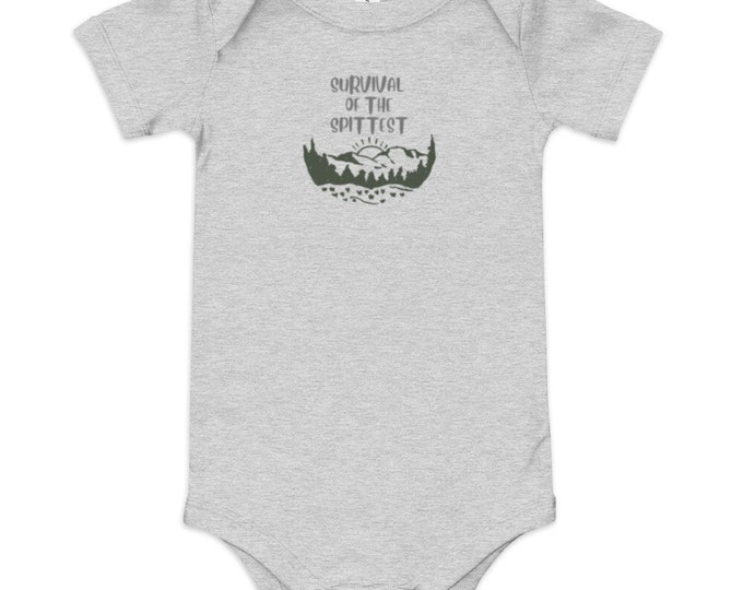 Featured listing image: Survival of the Spittest Baby short sleeve one piece