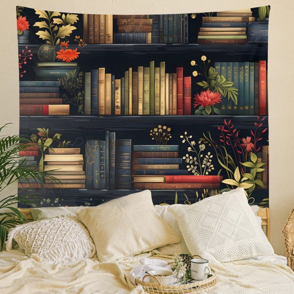 library tapestry for library decor book tapestry for reader gift book decor for library gift bedroom decor books academia aesthetic decor