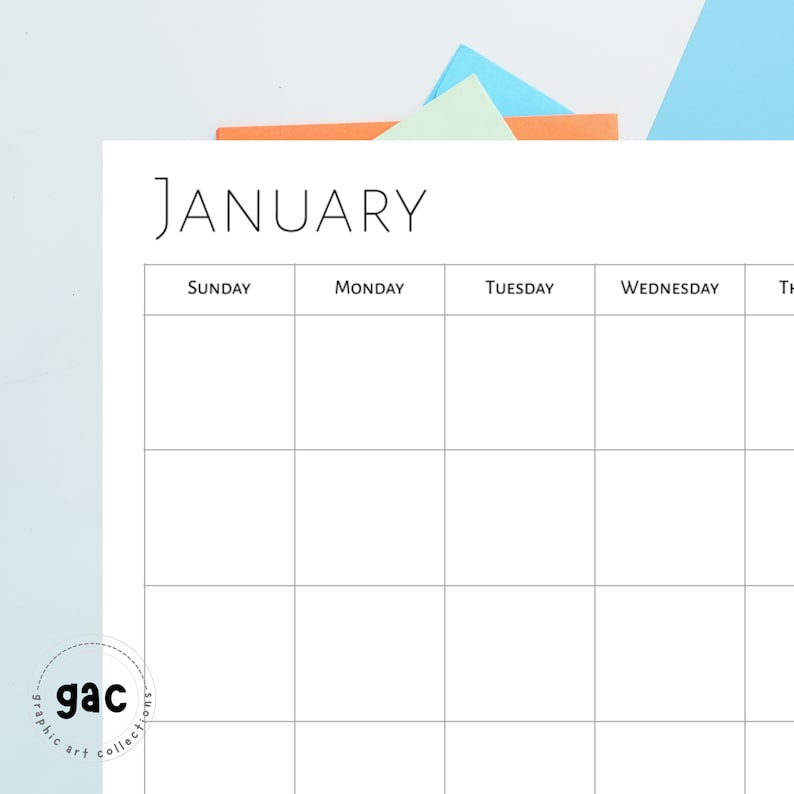 Blank Printable Monthly Calendar Planner Minimalist Simple - Etsy