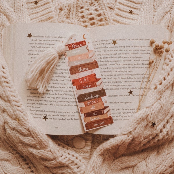 Bookworm Girl - Handmade Bookmark