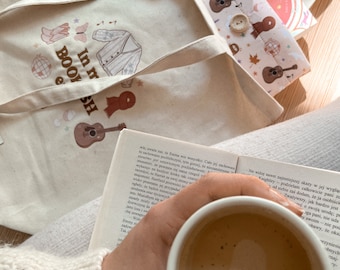 In my bookish era - Cotton Tote Bag (with embroidery elements)