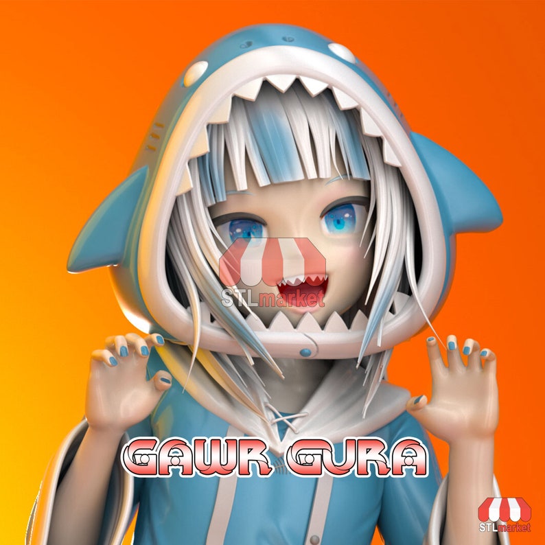 Gawr Gura 3D Model STL 3D Printable Figure Gawr Gura Funny Etsy Ireland