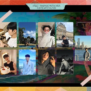 Ateez - Conjunto San feito à mão: um dia com você - viés de cartões de fotos