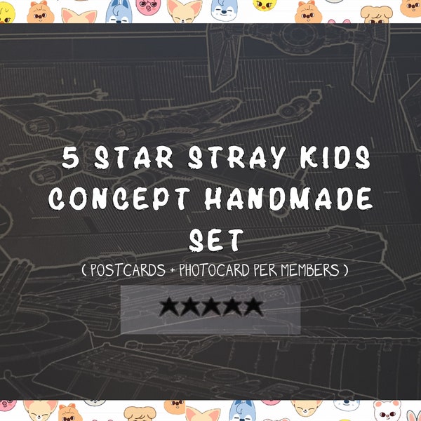 Stray Kids - 5 sterren Teaser Concept handgemaakte set - ansichtkaarten + fotokaart